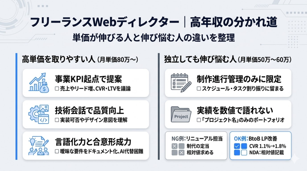 Webディレクターがフリーランスで高年収を実現しやすい人・難しい人