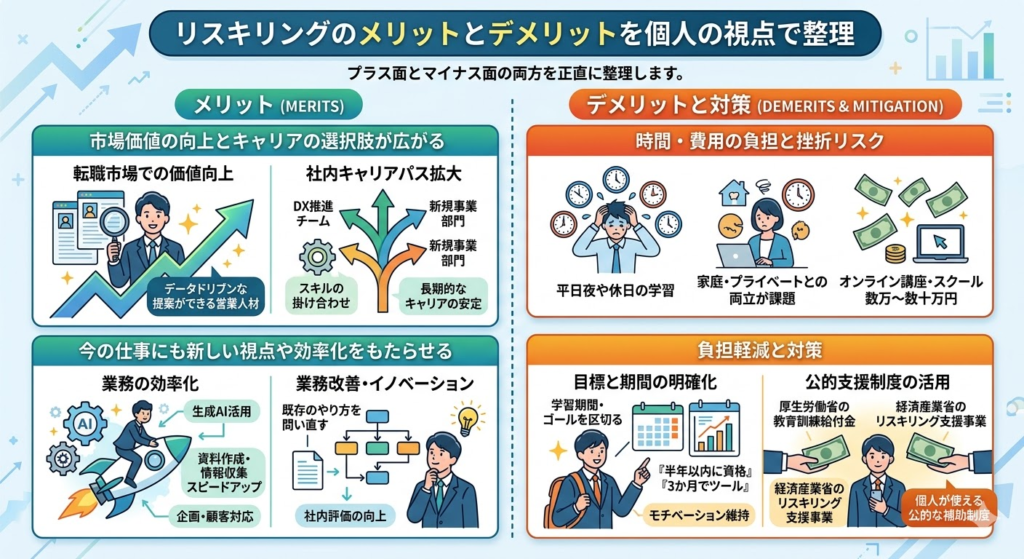 リスキリングのメリットとデメリットを個人の視点で整理