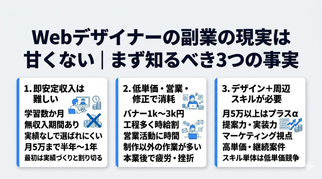 Webデザイナーの副業の現実は甘くない｜まず知るべき3つの事実